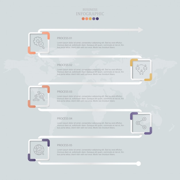 Infográfico padrão e ícones de negócios.