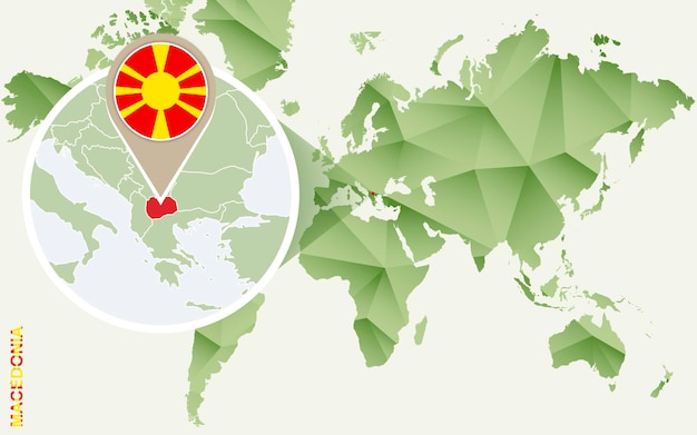 Infográfico para o mapa detalhado da macedônia da macedônia com bandeira