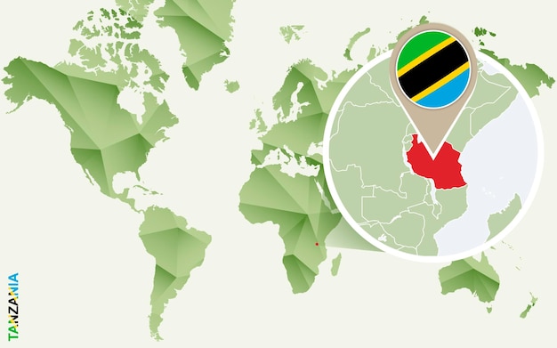 Vetor infográfico para o mapa detalhado da tanzânia da tanzânia com bandeira