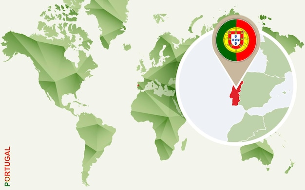 Vetor infográfico para o mapa detalhado de portugal de portugal com bandeira