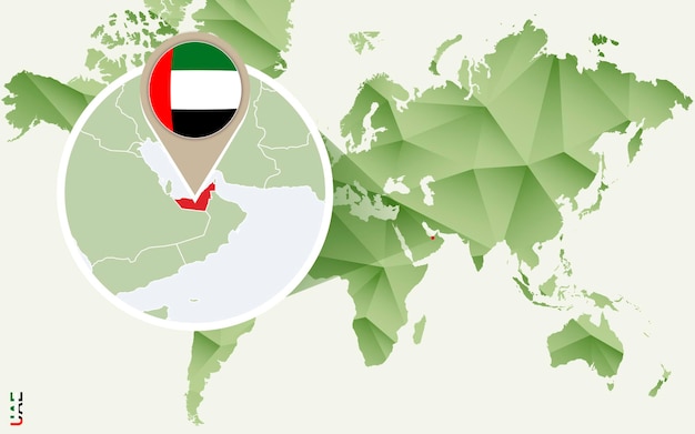 Vetor infográfico para o mapa detalhado dos emirados árabes unidos dos emirados árabes unidos com bandeira