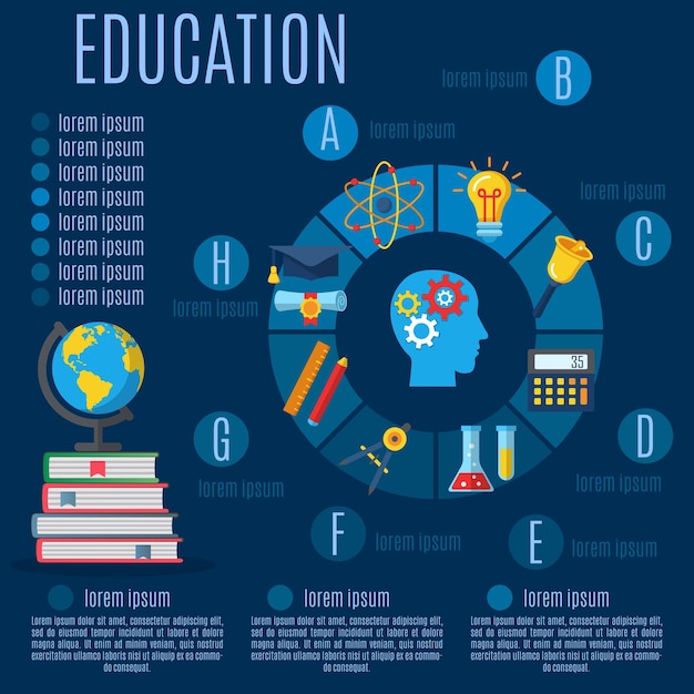 Vetor infográfico plano de educação