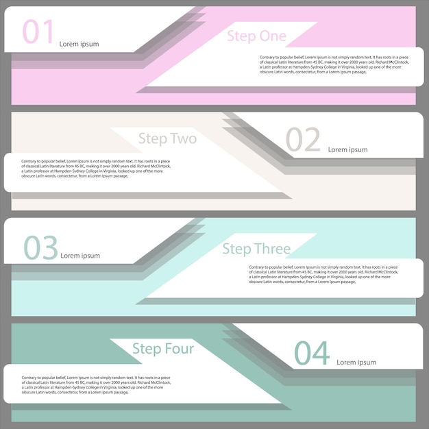 Vetor infográfico vetor de retângulo de 4 etapas conceito de processo de modelo etapa para aprendizado de estratégia ou educação