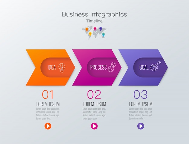 Infográficos com etapas e opções