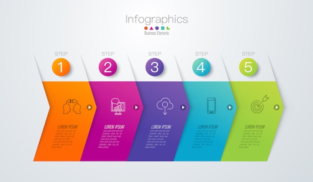 Infográficos com etapas e opções