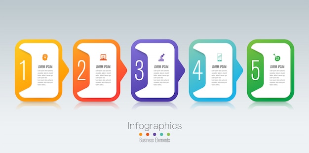 Infográficos com etapas e opções