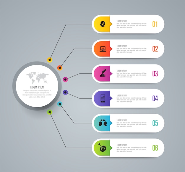 Infográficos com etapas e opções