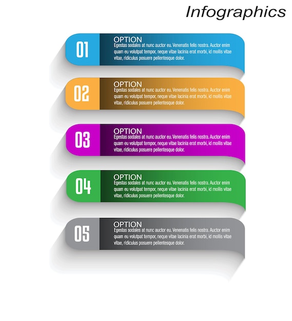 Infográficos com etapas e opções