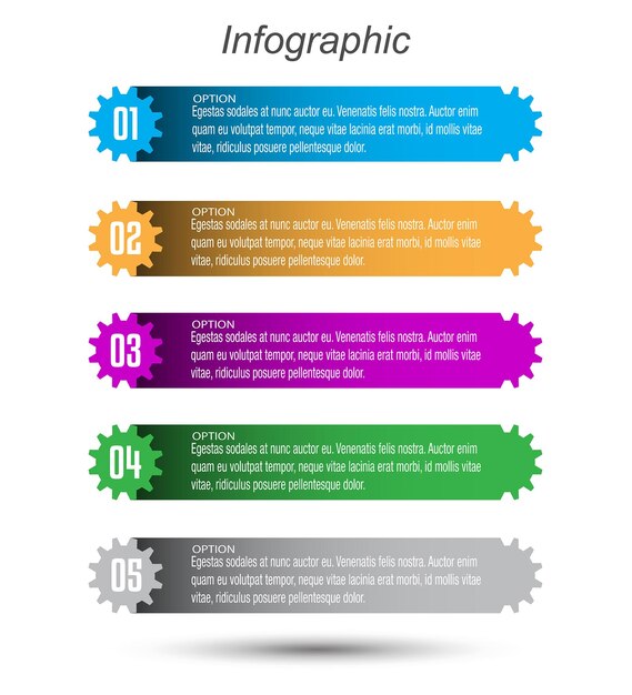 Infográficos com etapas e opções