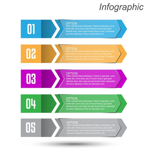 Infográficos com etapas e opções