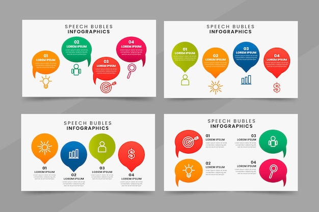 Infográficos de bolhas de discurso de design plano