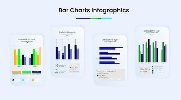 Infográficos de gráficos de barras coloridas
