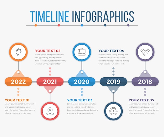 Vetor infográficos de linha do tempo horizontais simples e modernos