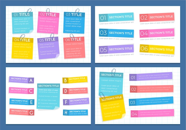 Infográficos de Post-its em design plano