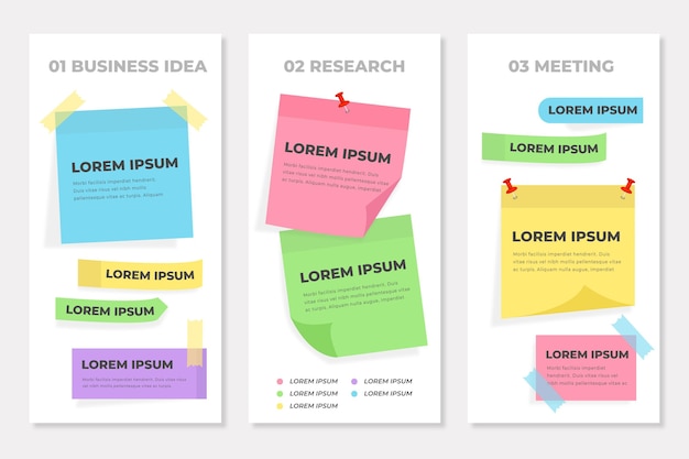 Infográficos de post-its planos