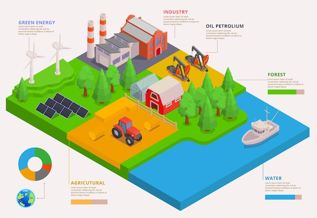 Vetor infográficos de recursos ambientais