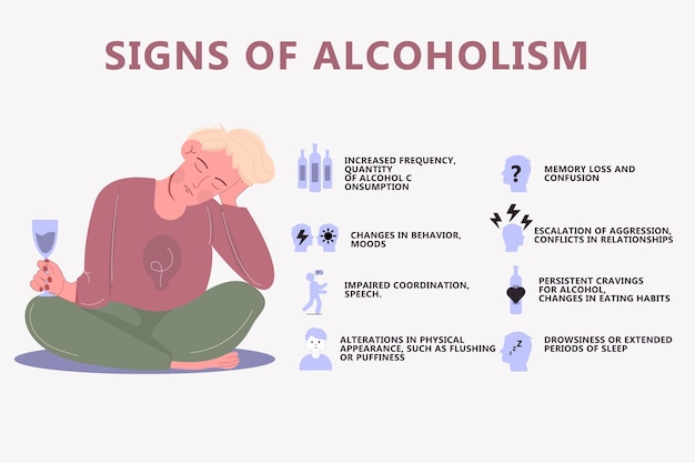 Infográficos de sinais de consumo de álcool