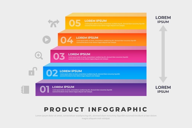 Vetor infográficos do produto de design gradiente