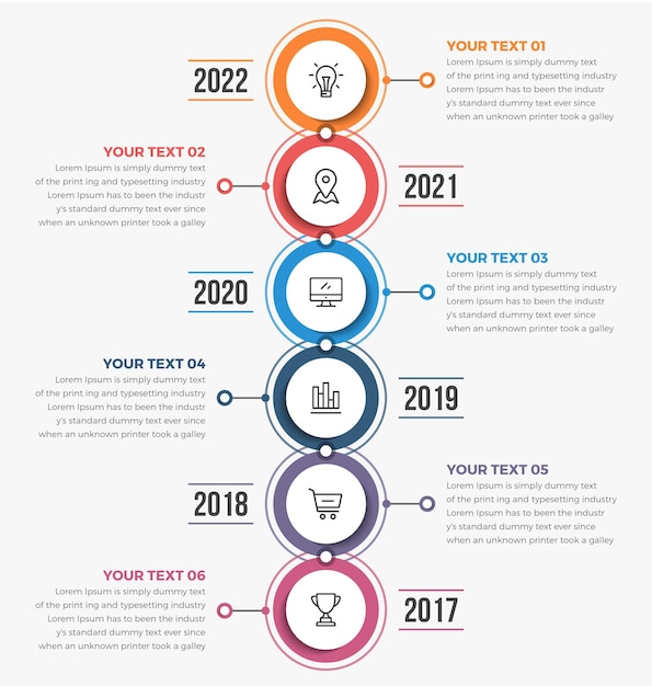 Infográficos modernos da linha do tempo vertical