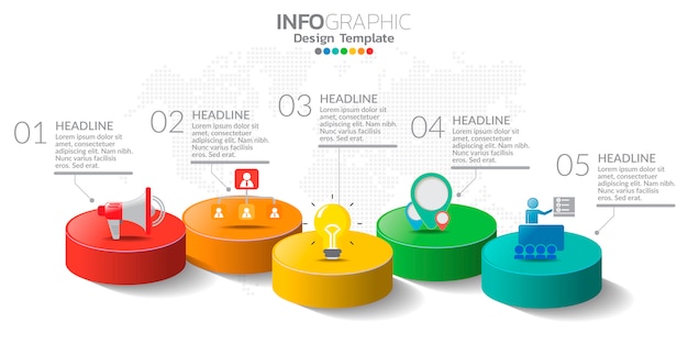 Infográficos para negócios com ícones e opções