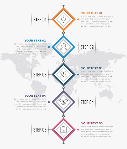 Infográficos quadrados verticais modernos