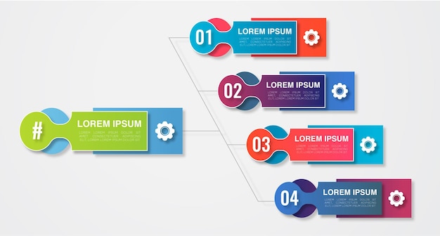 Infográficos simples com design de infográfico de gráfico de diagrama de passo mínimo moderno colorido de cinco