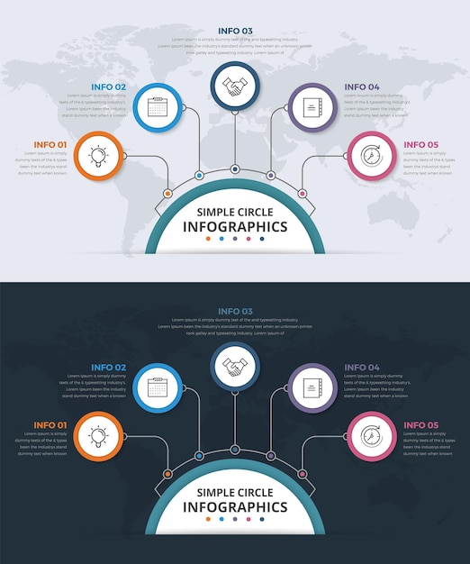 Infográficos simples e modernos do círculo