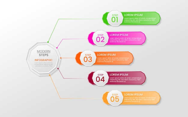 Infográficos vetoriais Passos de modelo de elemento ou apresentação e design de modelo de número de opções