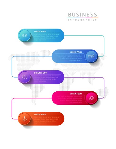 Informações de marketing de modelo de design de infográficos de ilustração vetorial com 5 opções ou etapas