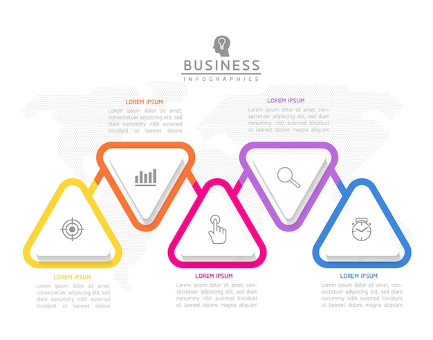 Informações de marketing de modelo de design de infográficos de ilustração vetorial com 5 opções ou etapas