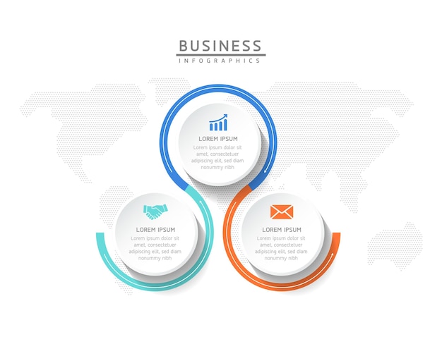 Informações de marketing do modelo de design de infográficos de ilustração vetorial com 3 opções ou etapas