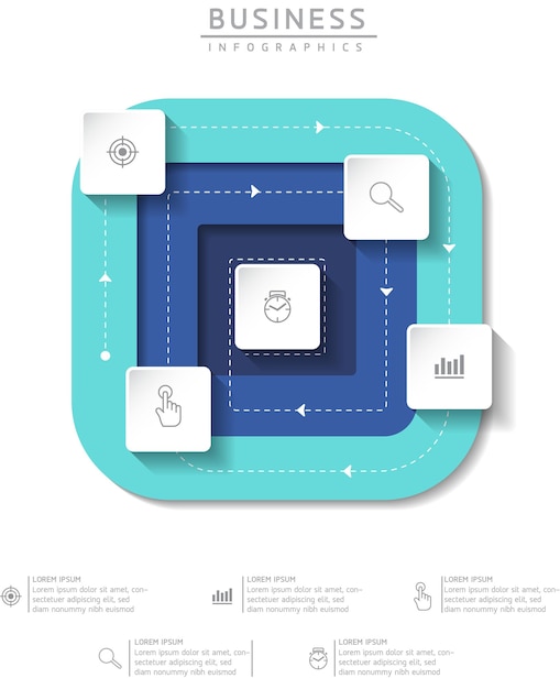 Informações de marketing do modelo de design de infográficos de ilustração vetorial com 4 opções ou etapas