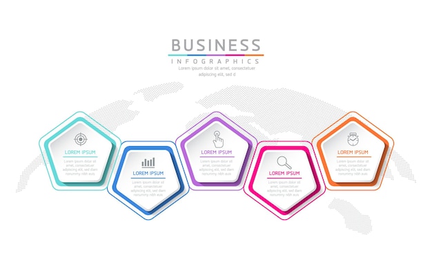 Informações de marketing do modelo de design de infográficos de ilustração vetorial com 5 opções ou etapas