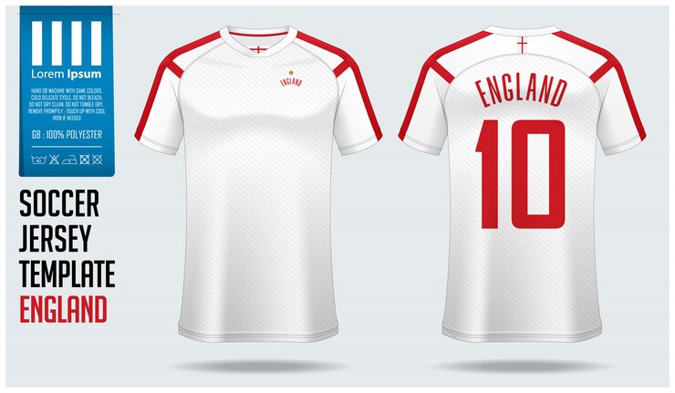 Inglaterra maquete de jersey de futebol ou modelo de kit de futebol.