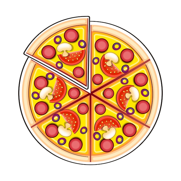 Ingredientes da pizza em estilo doodle