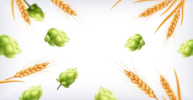 Ingredientes de cerveja realistas de fundo