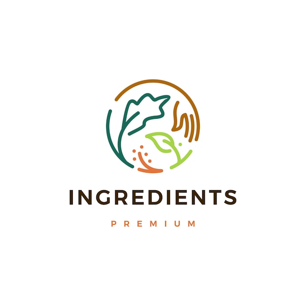 Ingredientes logotipo icon ilustração