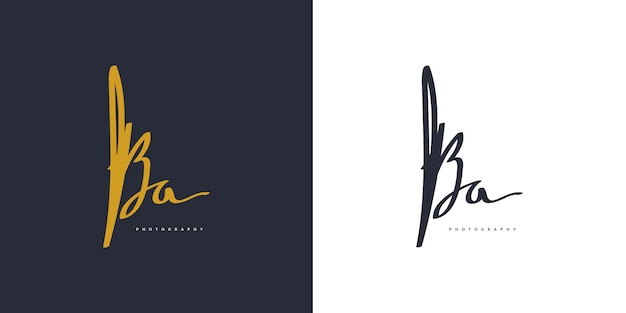 Vetor inicial b e um design de logotipo com estilo de caligrafia. logotipo ou símbolo de assinatura ba para casamento, moda, joias, boutique e identidade comercial