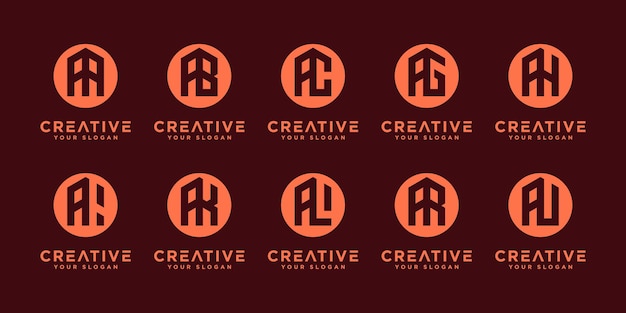 Vetor inicial criativa ae etc, design de logotipo da coleção de monogramas
