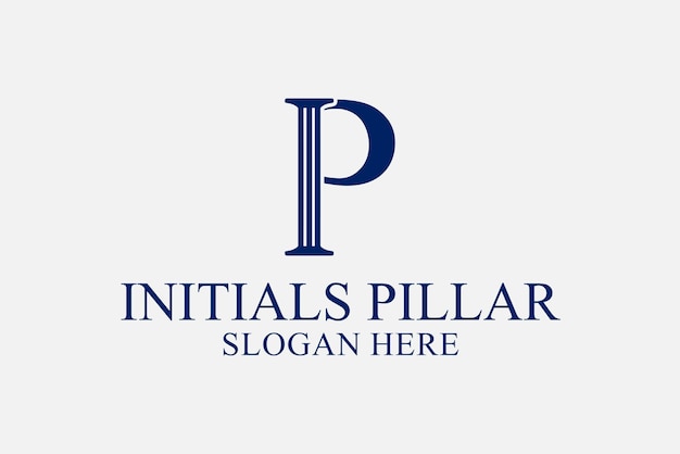 Inicial do logotipo do pilar legal p vetor premium