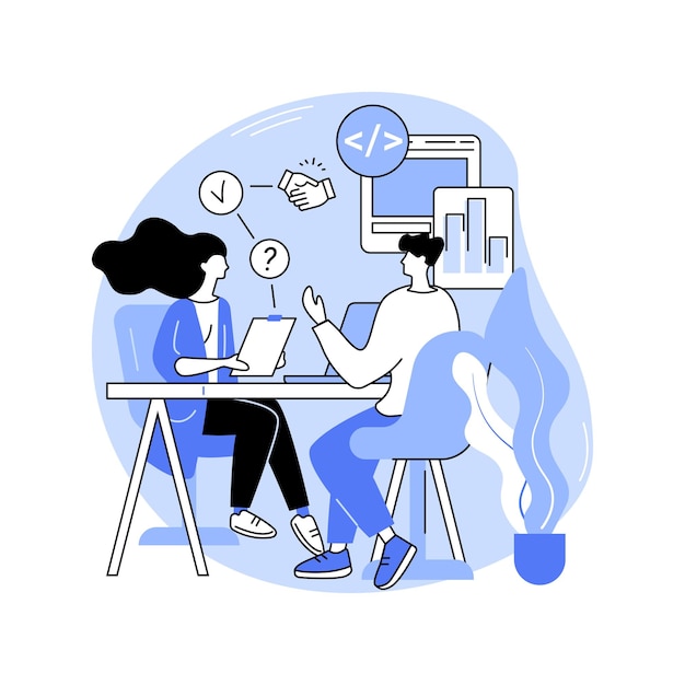 Iniciando uma carreira em ilustrações vetoriais isoladas de desenhos animados de TI