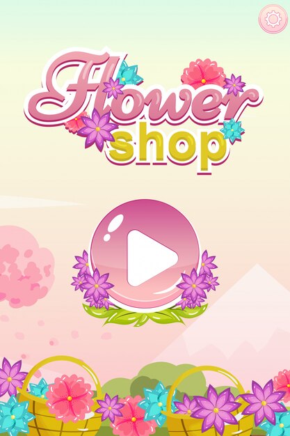 Interface do jogo bubble shooter com flores de bônus