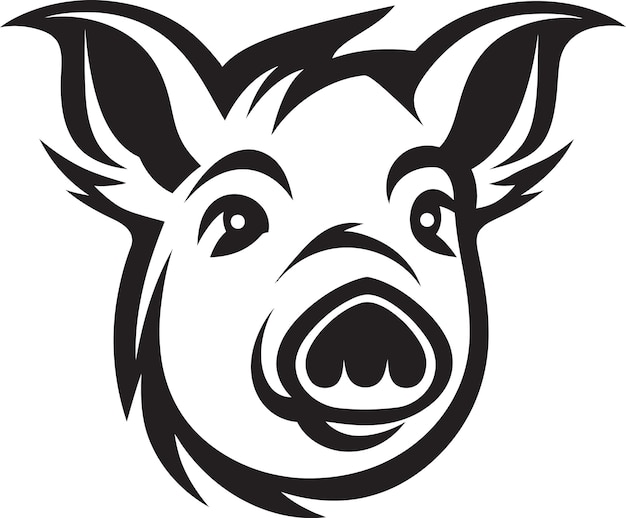 Inked porker negro porco vectorobsidian oink ilustração de porco elegante