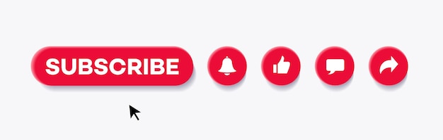 Inscrever-se como comentário compartilhar e botão de notificação definido