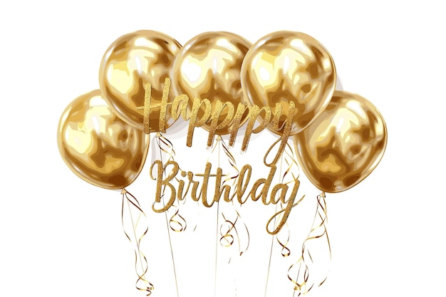 Inscrição de feliz aniversário em diferentes cores