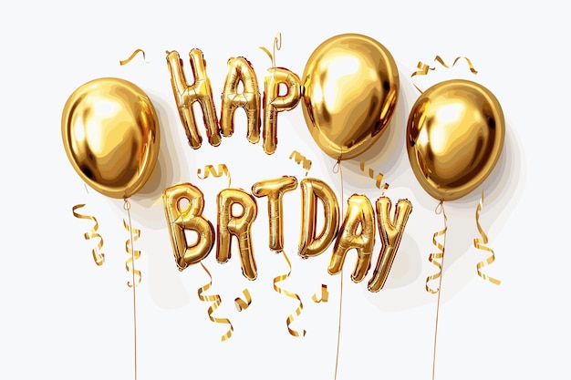 Inscrição de feliz aniversário em diferentes cores