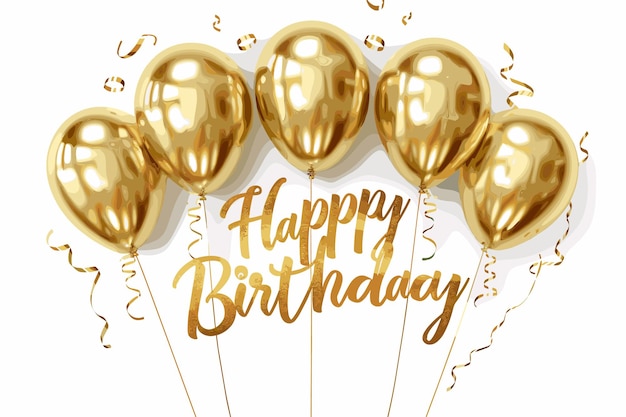 Inscrição de feliz aniversário em diferentes cores