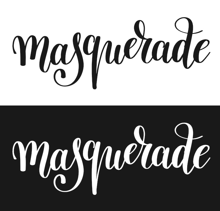 Vetor inscrição de letras de mão de máscaras isolada na ilustração vetorial de caligrafia de fundo branco