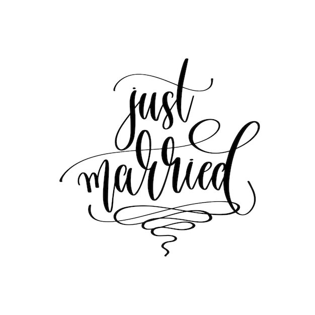 Inscrição de letras de mão recém-casada para convite de casamento ou design de dia dos namorados