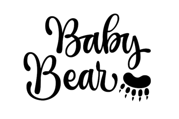 Inscrição de letras de urso bebê com decoração de pegada de urso